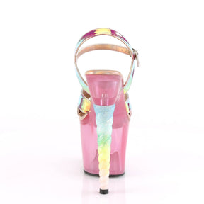 UNICORN-711T Pink & Multi Colour Ankle Peep Toe High Heel