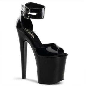 XTREME-875 Black Ankle Peep Toe High Heel