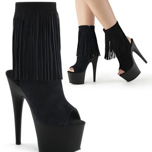 ADORE-1019 Black Suede Fringed Boots