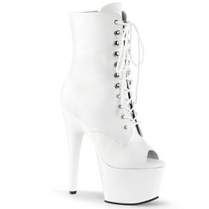 ADORE-1021 White Faux Leather Calf High Peep Toe Boots