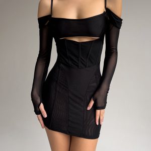 EROTICA Off Shoulder Mini Dress - Black