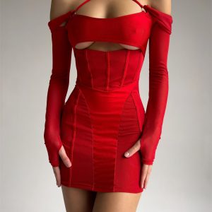 EROTICA Off Shoulder Mini Dress - Red