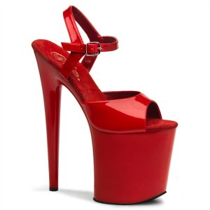 FLAMINGO-809 Red Ankle Peep Toe High Heel