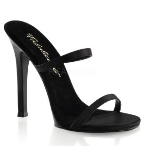 GALA-02 Black Satin Open Toe Heels